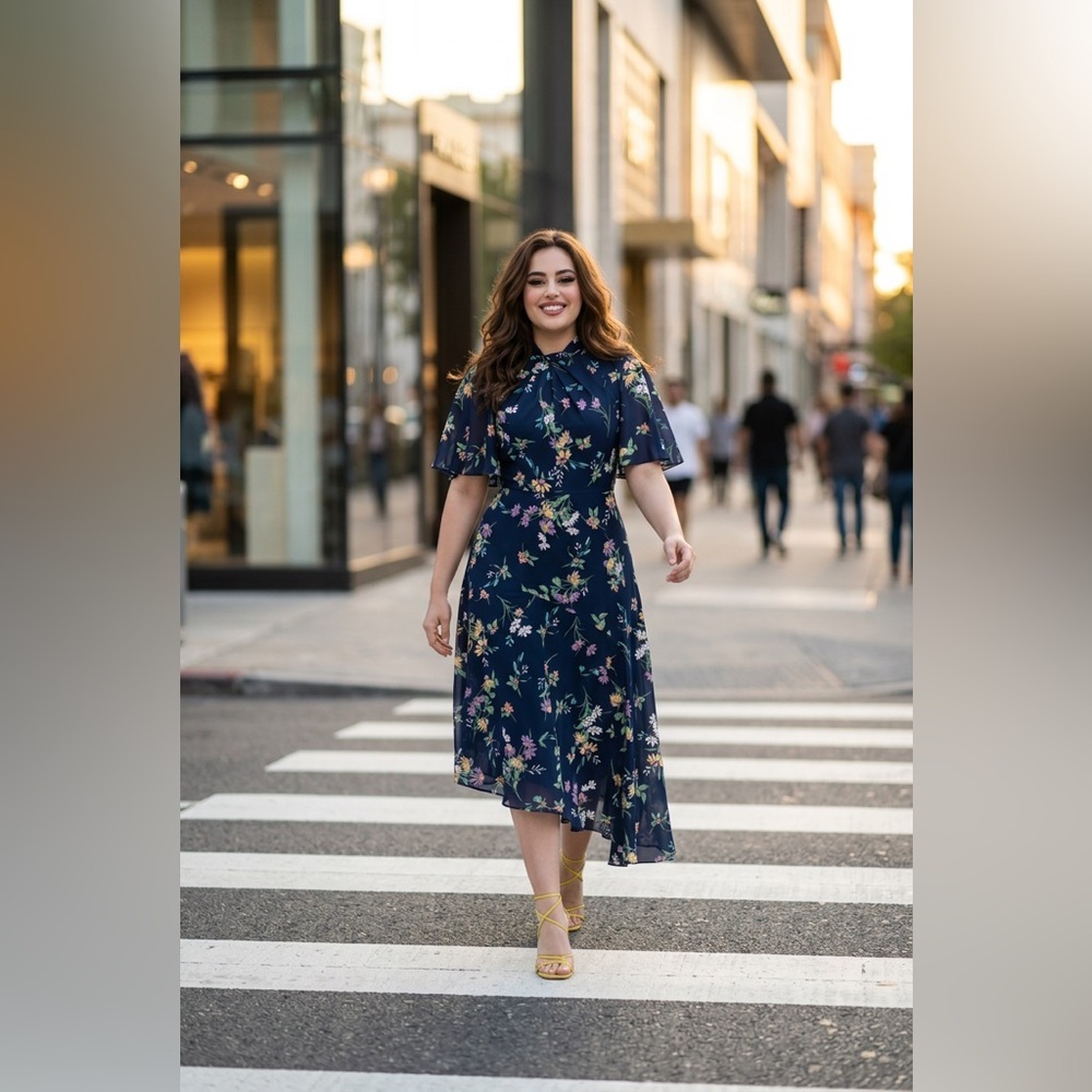 Maggy London Navy Floral Maxi Dress - Picture 5 of 11